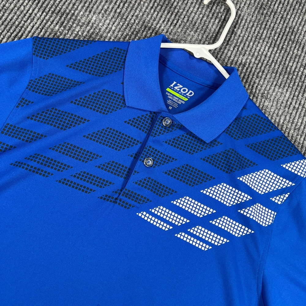 IZOD Golf Performance Polo Shirt Mens Medium Blue Short Sleeve Casual Outdoor